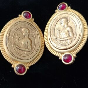 Vintage Gold and Red Earrings